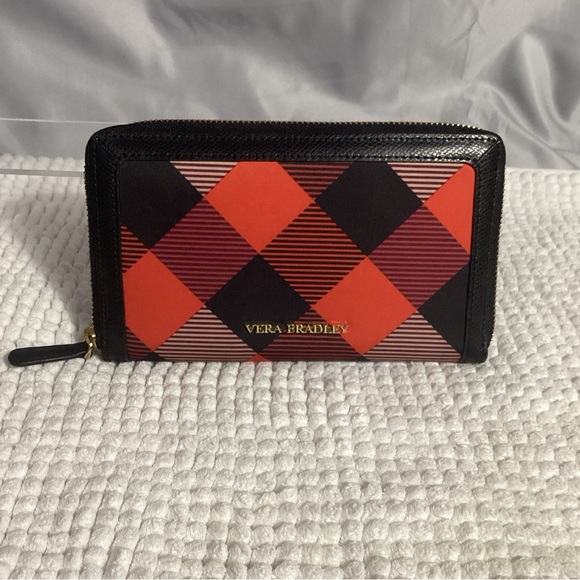 Vera Bradley Georgia Zip Around Wallet in Black & Red Buffalo Check - Picture 10 of 10